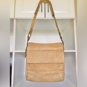 Lucky Brand Leather Crossbody Messenger Bag Unisex Light Brown Caramel